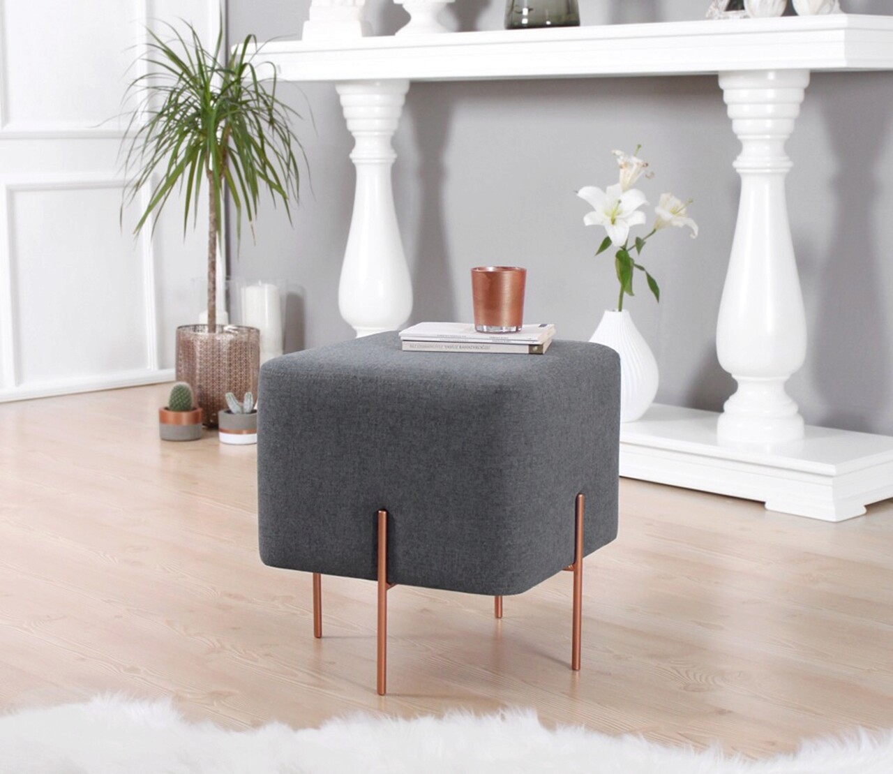 Taburet, Atelier del Sofa, 209FLF1189, Gri inchis - imagine 7